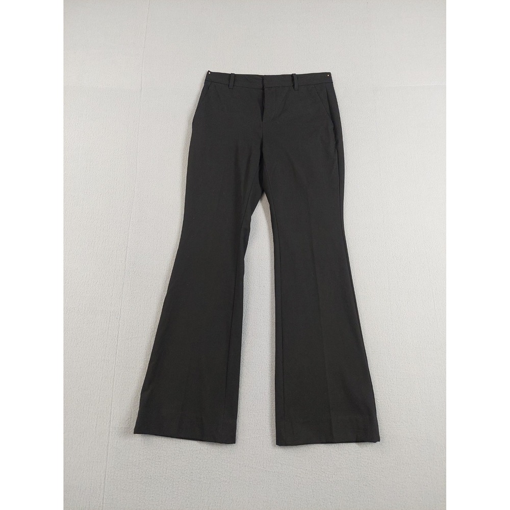 Banana Republic Women Pants 2 Black Zip Hook & Eye Button Bootcut Logo Formal